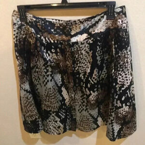 Worthington Pleated Skirt Multicolor Neutral Python Snake Print Midi Skirt-Sz 14